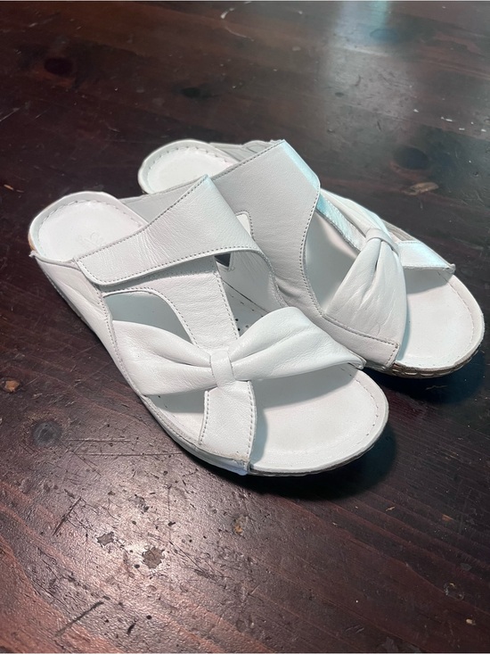 Spring Step Shoes - Spring Step White Knot Slide Sandals